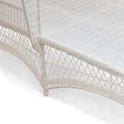 White Rattan Sun Lounger With Blue Ikat Cushion|Mrs. Alice Online