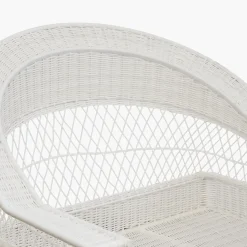 White Rattan Sun Lounger With Blue Ikat Cushion|Mrs. Alice Online