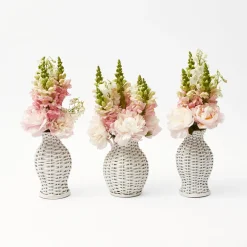White Rattan Vase (Set Of 3)|Mrs. Alice Outlet
