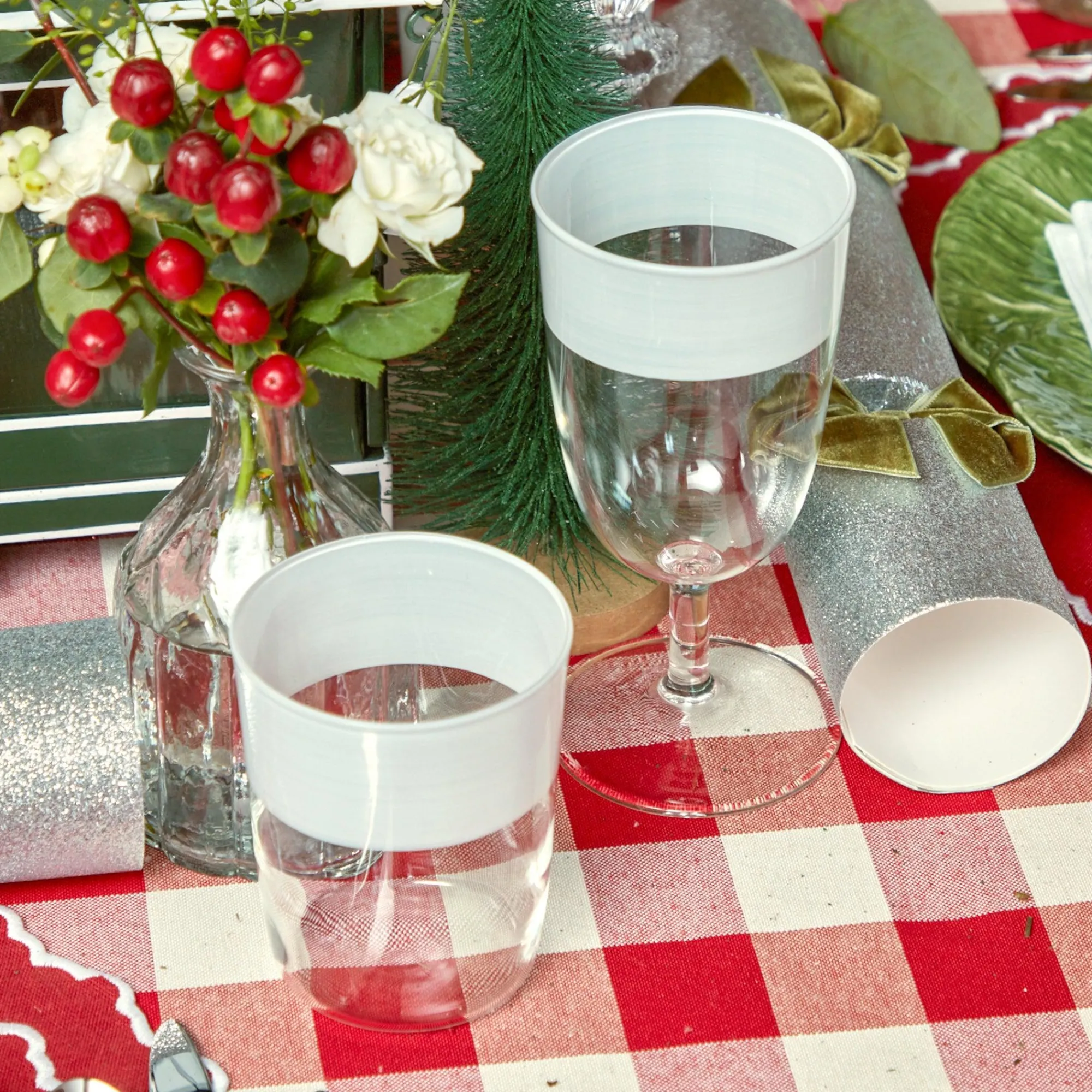 White Ribbon Water & Wine Glassware Set|Mrs. Alice Discount