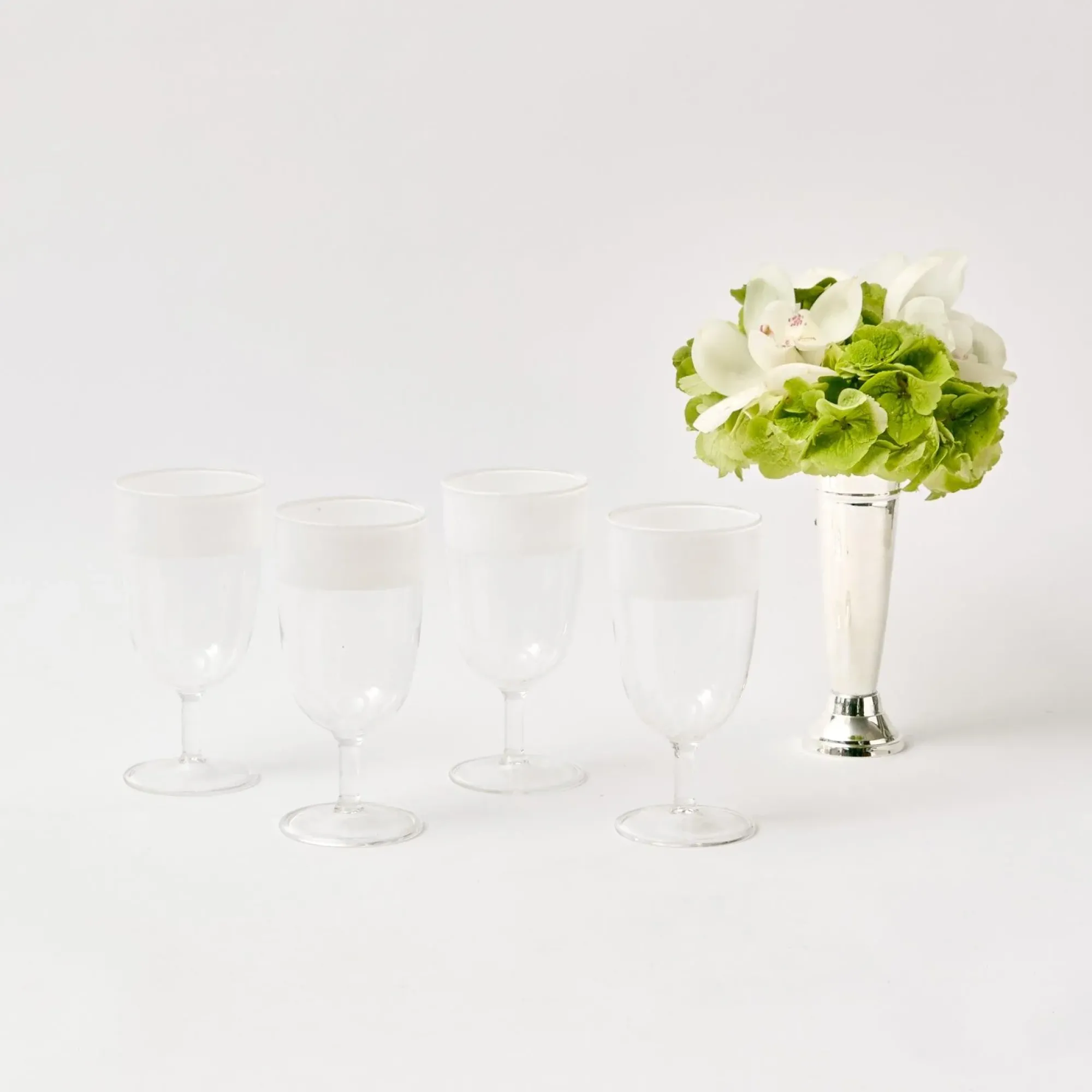 White Ribbon Water & Wine Glassware Set|Mrs. Alice Discount
