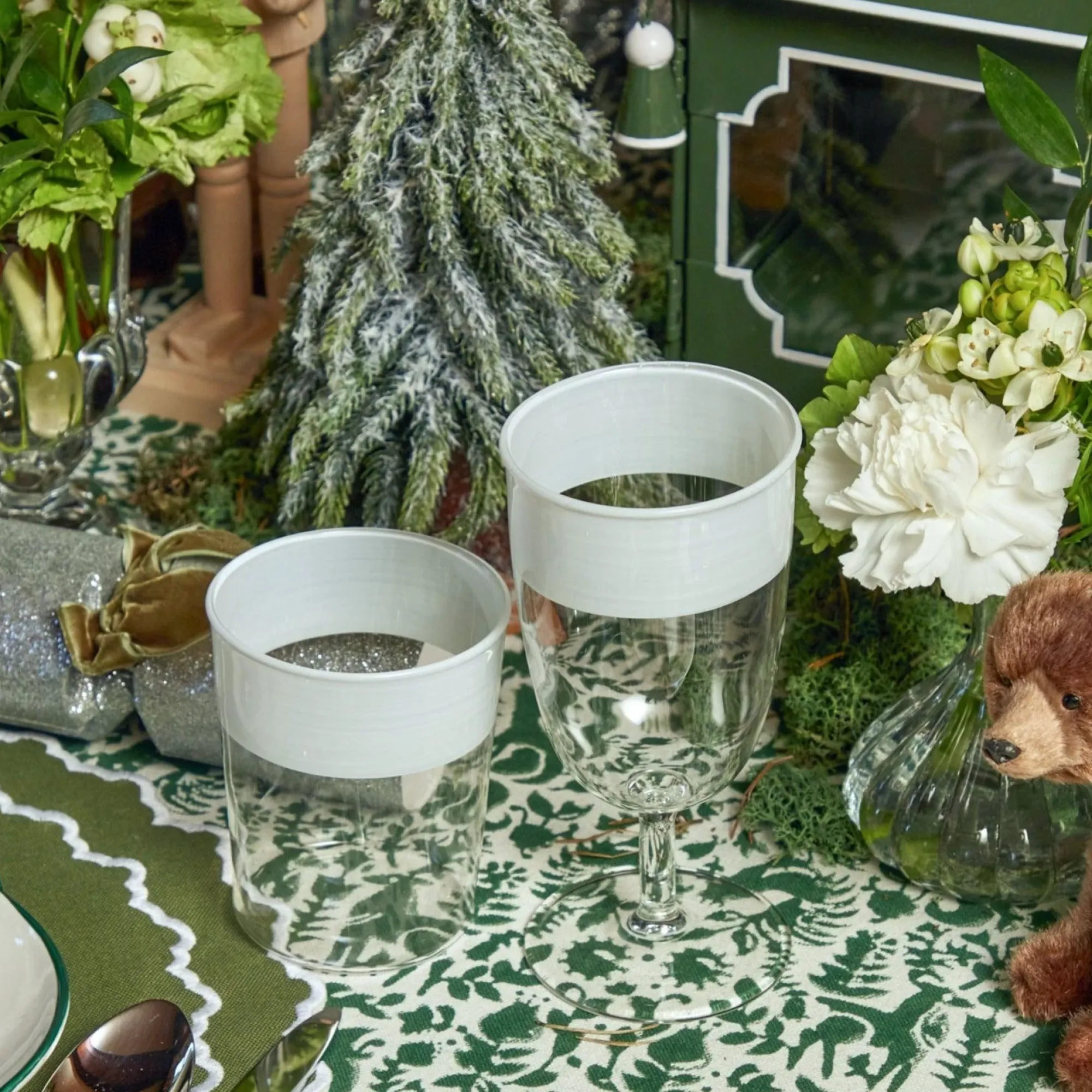 White Ribbon Water & Wine Glassware Set|Mrs. Alice Discount