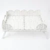 White Scalloped Rattan Breakfast Tray|Mrs. Alice Sale