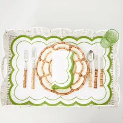 White Scalloped Rattan Breakfast Tray|Mrs. Alice Sale