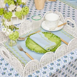 White Scalloped Rattan Tray|Mrs. Alice Best