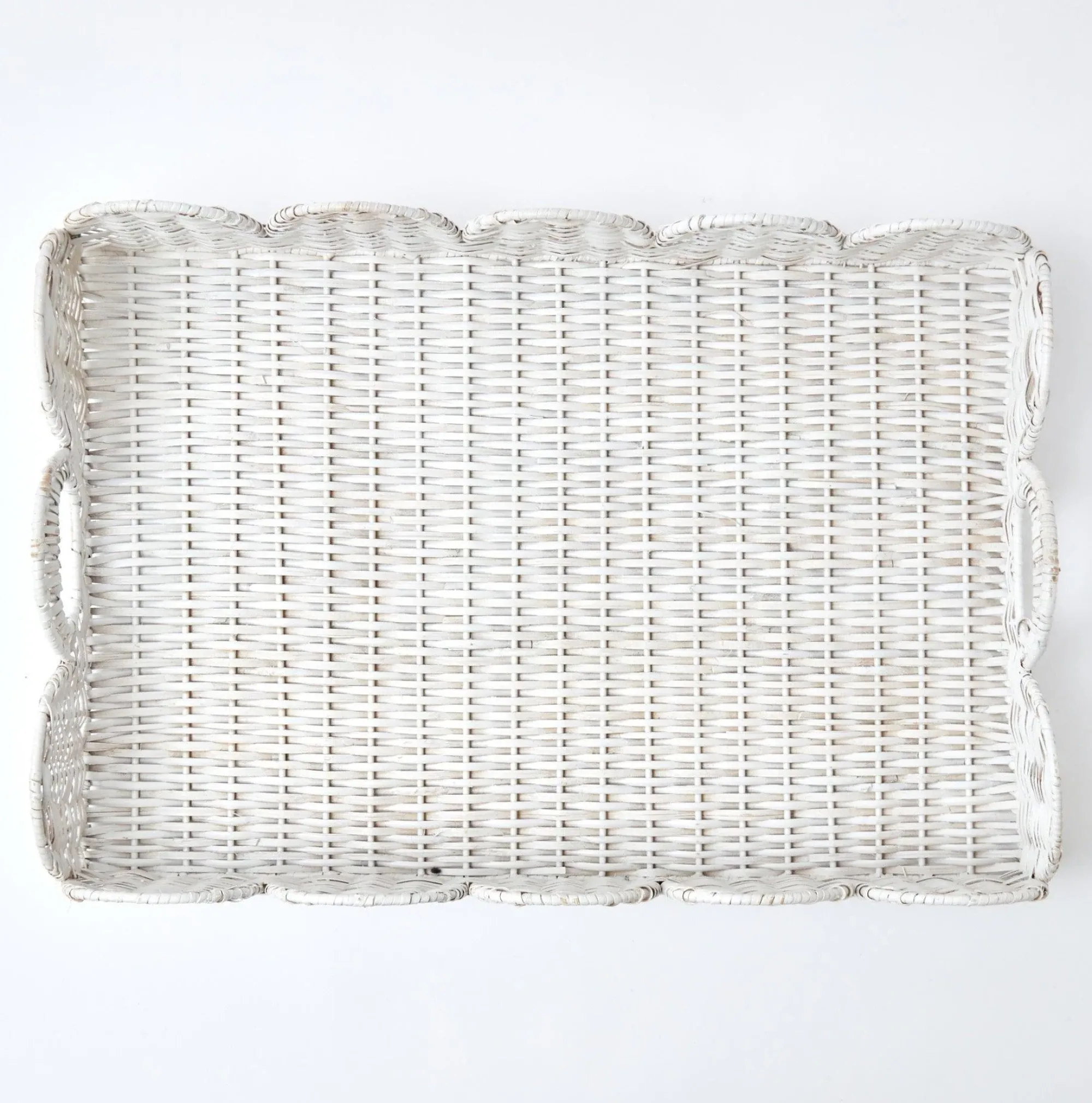 White Scalloped Rattan Tray|Mrs. Alice Hot