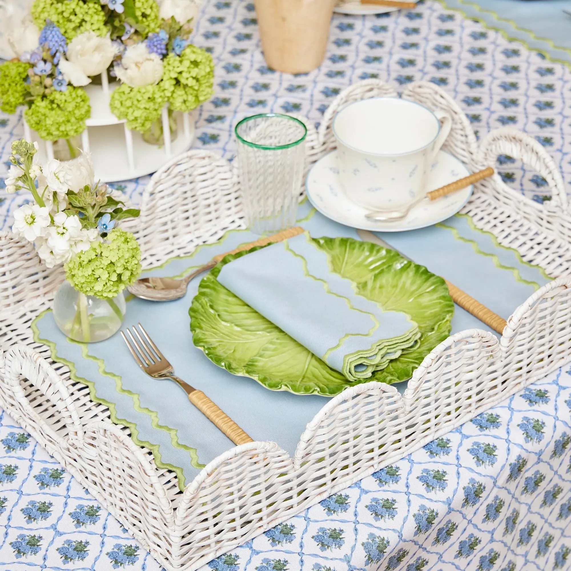 White Scalloped Rattan Tray|Mrs. Alice Hot