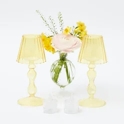 Yellow Glass Lantern Tea Light Holder (Pair) - 18Cm|Mrs. Alice New